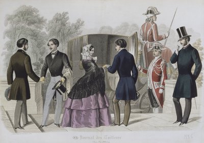 Leaving for a ride in a cab, illustration from Le Journal des Tailleurs, 1856 by French School