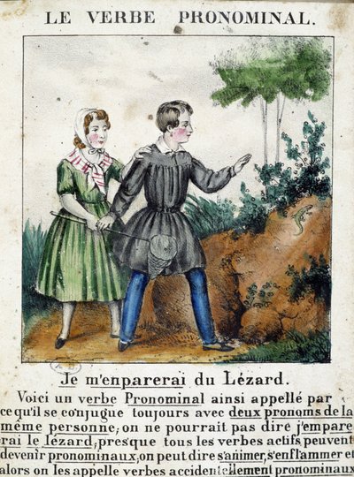 Lesson on Pronominal Verbs - in La grammaire en images, leaflet album, circa 1850 by French School