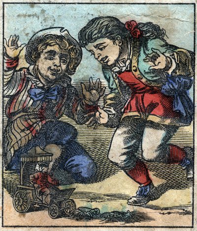 Lemuel Gulliver is used as a toy by the giant children of Brobdingnag. Illustration for 