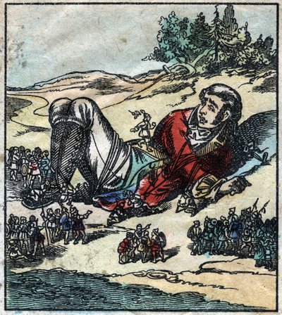 Lemuel Gulliver Woke Up After His Shipwreck and was Taken Prisoner by the Lilliputians. Illustration for 