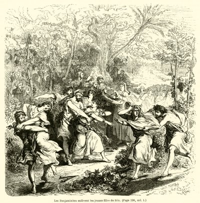 The Benjaminites Abduct the Young Women of Shiloh by French School