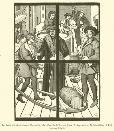 The Brewers, 15th Century Stained Glass, Tournai Cathedral by French School