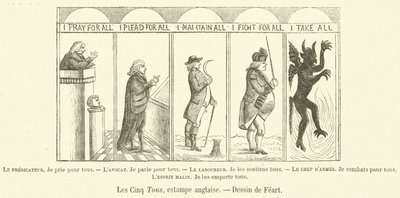 The Five Towers, English Print (engraving) by French School