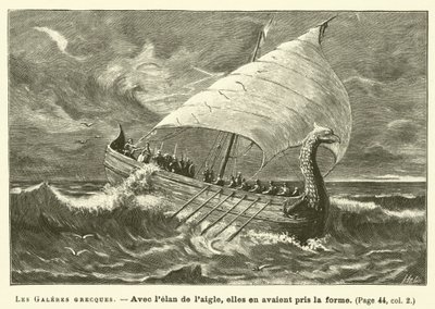 Greek Galleys (engraving) by French School