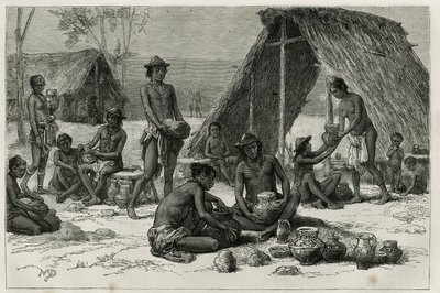 The Galibi (or Kalinas) Indians Making Pottery, Engraving by D. Maillart, to Illustrate the Voyage of Exploration in the Interior of Guiana by Dr. Jules Crevaux, Doctor of the French Navy, in 1876-1877, Published in Le Tour du Monde, under the Direction of by French School