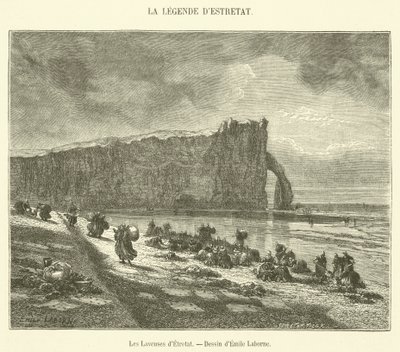 The Washerwomen of Etretat (engraving) by French School