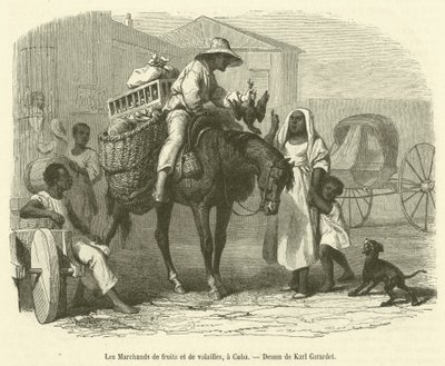Fruit and Poultry Merchants, in Cuba by French School