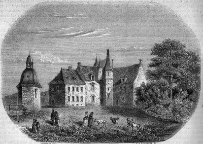 Les Rochers, Home of Madame de Sevigne (Marie de Rabutin-Chantal, Marquise de Sevigne) (1626-1696). Engraving by Lancelot in 