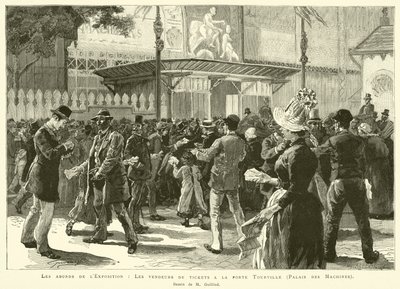 The Surroundings of the Exhibition, Ticket Sellers at the Tourville Gate, Palace of Machines, Drawing by M Guilliod by French School