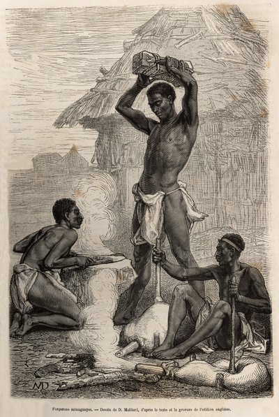 The Blacksmiths Mannganyas in a Village Along the Loualaba River by French School