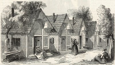 Les chalets de la Salpetriere pour les folles agitees - Engraving in “Tableau-de-Paris” by Edmond Texier 1852 by French School