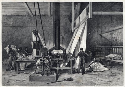 Les grandes usines - Dyeing erie Boutarel a Clichy la Garenne - Le mesh des Etoffes - engraving from 1869 by French School
