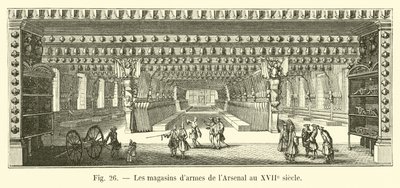 Arsenal weapons stores in the 17th century by French School