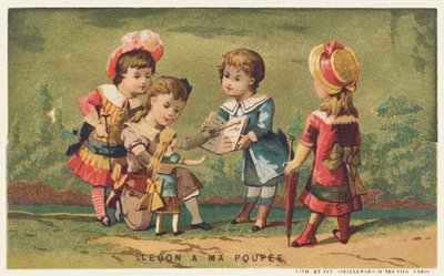Lesson to my doll, end of 19th century by French School