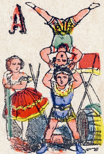 Letter A Acrobats (Engraving in "Alphabet des jeux") by French School