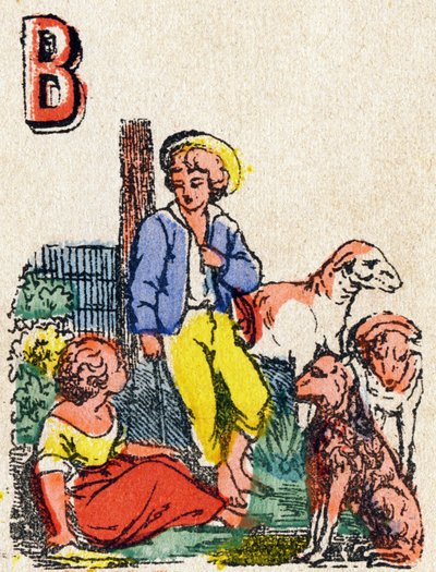 Letter B Shepherds (Engraving in "Alphabet des jeux") by French School