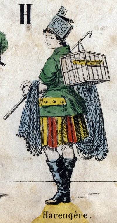Letter H: Herring. Engraving in "Alphabet masquerade". Second half of the 19th century by French School