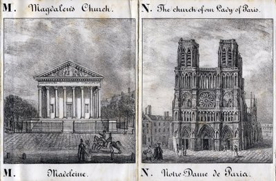 Letter M Madeleine and N Notre-Dame de Paris by French School