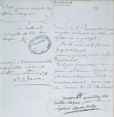 Letter of recommendation signed by Napoleon Bonaparte for his brother, Joseph, December 1795 by French School