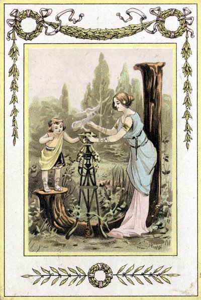 Letter representing a mother and daughter, late 19th century (chromolithograph) by French School