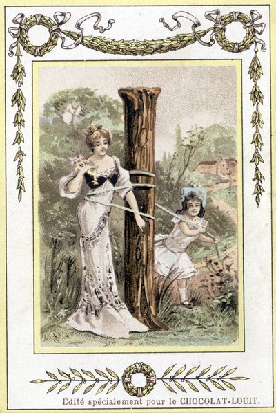 Mother and Daughter Playing by French School