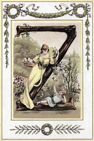 Letter Representing a Mother and Her Son, Late 19th Century (chromolithograph) by French School