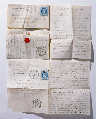 Letters sent to Paris by balloon during the siege of 1871 by French School