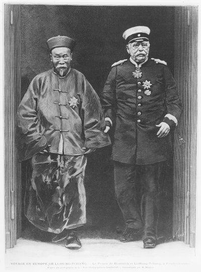 Li-Hung-Tchang on a tour of Europe in 1896 with Otto von Bismarck by French School