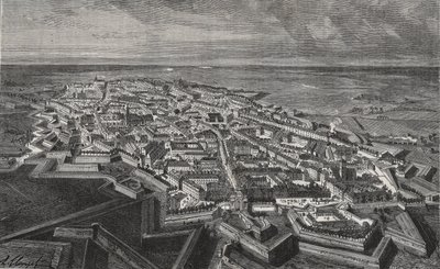 Lille City in the North of France - Engraving in 