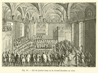 Bed of justice held in the Great Chamber in 1643 by French School