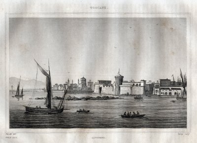 Livorno - Tuscany - Engraving from “Picturesque Italy” by M. de Norvins, Ch. Nodier 1834-1836 by French School