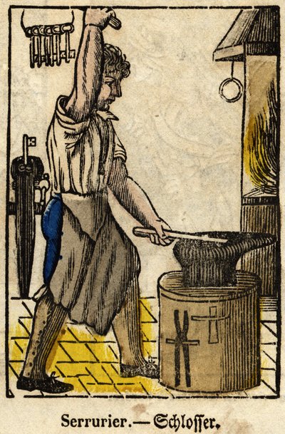 Locksmith; Series on trades, image of Epinal of the 19th century by French School