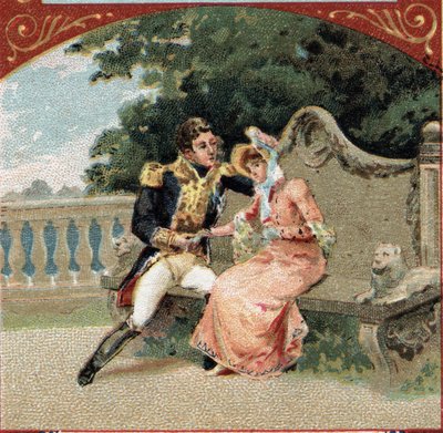 Louis Alexandre Berthier (1753-1815), Prince of Wagram, with Madame Visconti, his mistress, at the Chateau de Grosbois. Chromolithography of the late 19th century by French School
