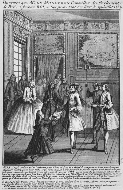 Louis Basile Carre de Montgeron offering his book on Deacon Francois de Paris and the Convulsionaries of Saint-Medard to King Louis XV, 1737 by French School