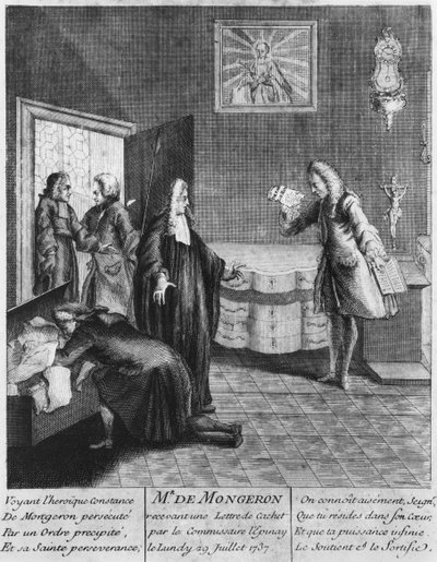 Louis Basile Carre de Montgeron receiving a lettre de cachet from King Louis XV, 1737 by French School