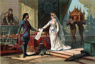 Louis II the Stammerer (846-879), King of France receiving the will and treasure left by his father Charles II the Bald from his mother-in-law Richilde d