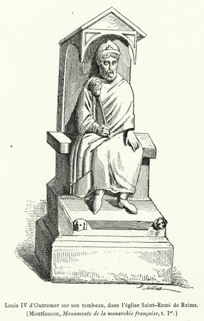 Louis IV of Overseas on his tomb in the church of Saint-Remi of Reims by French School