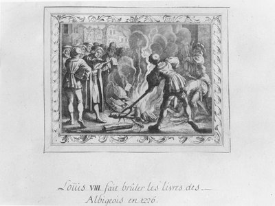 Louis VIII burning the Albigensian books in 1226 by French School