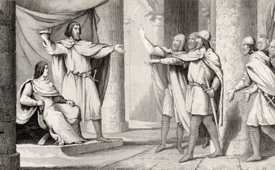 Louis V (967-87) the Loafer shows his crown to his followers, from 