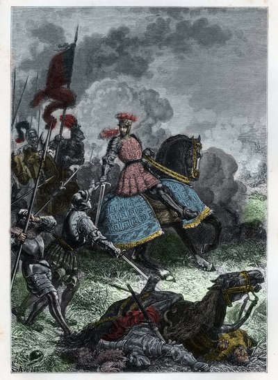 Battle of Agnadello - Louis XII of France defeats the Venetians - engraving from 