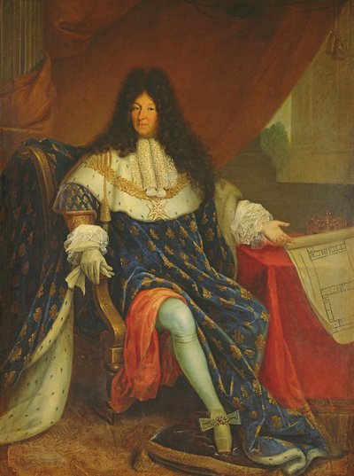 Louis XIV (1638-1715) Holding a Plan of the Maison Royale de Saint-Cyr by French School