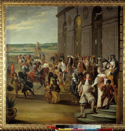 Louis XIV Followed by the Grand Dauphin Riding in Front of the Cave of Thetis by French School