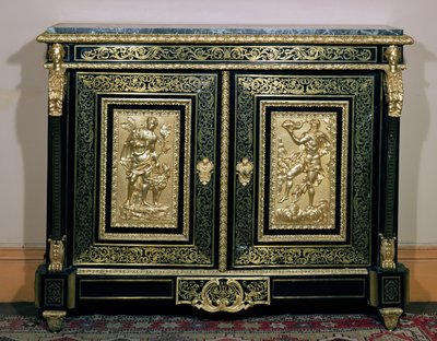 Louis XIV style cabinet, doors decorated with boulle work and ormolu reliefs by French School