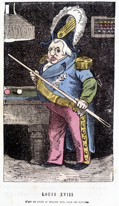 Louis XVIII playing billiards by French School