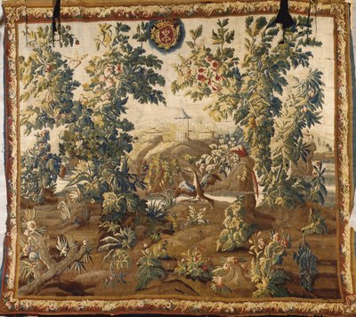 Louis XV Verdure Aubusson tapestry, featuring the Cluny coat of arms by French School