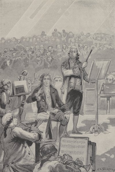 Ludwig van Beethoven Conducting an Orchestra Despite His Deafness by French School