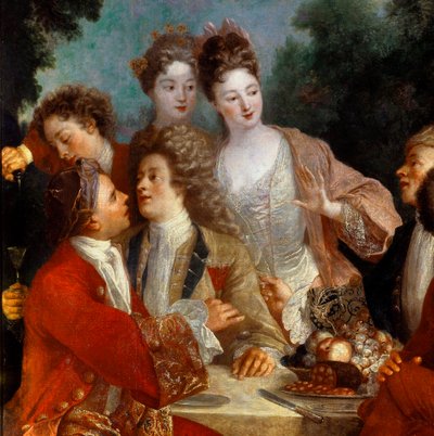 Lunch in the Park (detail). Painting of the 18th century French school. Orleans Museum of Fine Arts by French School