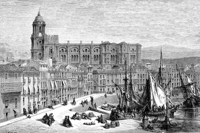 Malaga, Spain in 1865 - Drawing by Gustave Dore 1865 by French School