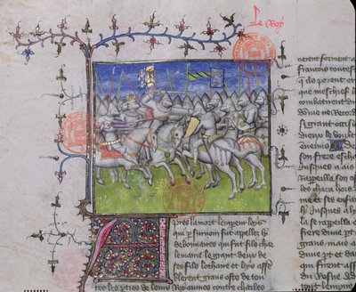 Combat between the sons of Louis I the Pious, from the Grandes Chroniques de France by French School