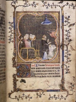 Funeral in a church, Latin and French, from the Hours of Philip the Bold, Duke of Burgundy, c.1370 by French School